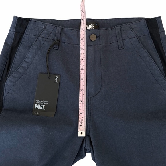 NWT PAIGE Size 28 Mayslie Navy Blue Ankle Crop Midrise Side Stripe Jogger Pants - Picture 13 of 16